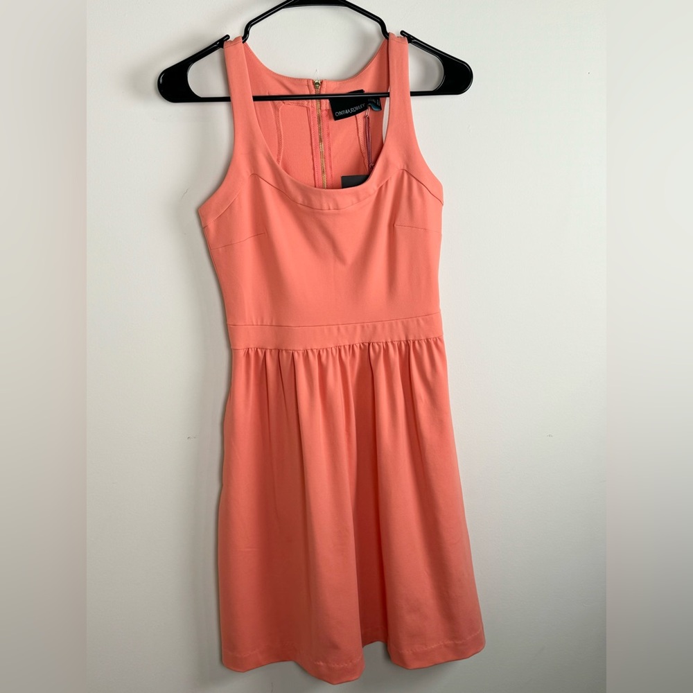 Cynthia Rowley Peachy/Coral Fit & Flare Racerback Dress SP